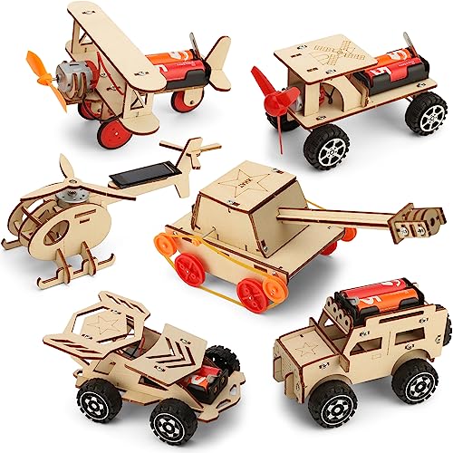 6 In 1 Wood Car Building Kits for Kids Ages 8-12, STEM Kits for Kids Age 8-10-12, Crafts for Boys Ages 6-8 12-14, Woodworking Project, Wooden 3D Puzzles Model Kit for 6 7 8 9 10 12 14 16 Year Old