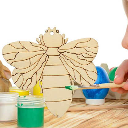 Bee Decor 80 Pcs Unfinished Wooden Cutouts Flower Bee Mushroom Butterfly Blank Wood Slice Blank Wooden Paint Crafts for DIY Crafts Home Decoration
