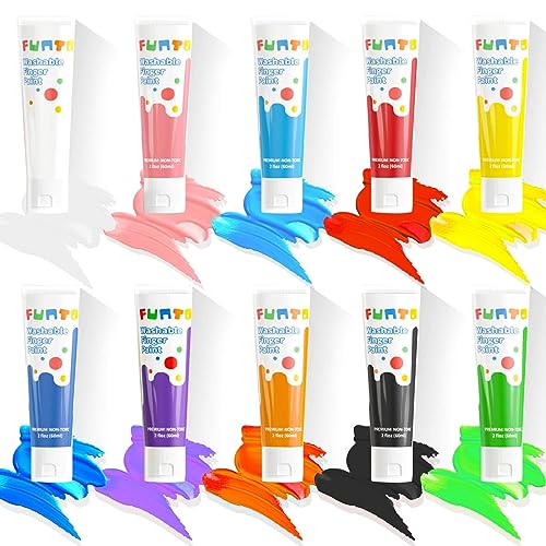 Funto Washable Finger Paint for Kids, Safe & Non-Toxic Finger Painting for  Toddlers 1-3, Bath Paint, Toddler Art Supplies, Age 1 2 3 4 5 6+, 10