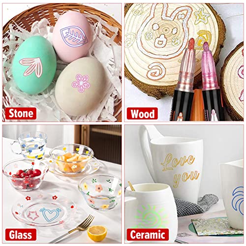 Banral 36 Colors Glitter Markers, Double Line Outline Markers, Super Squiggles Shimmer Outline Marker Set, Self Outline Metallic Doodle Drawing Pens Banral