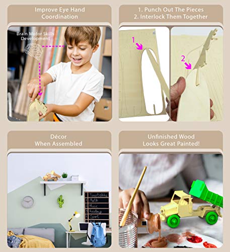 Puzzled 3D Puzzle Motorcycle Wood Craft Construction Model Kit, Fun & Educational DIY Wooden Toy Assemble Model Unfinished Crafting Hobby Puzzle to Puzzled