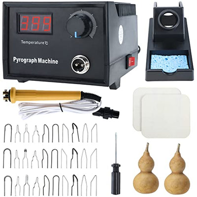 Toolly Wood Burning Kit, Wood Burning Tool, Temperature Adjustable Pyrography Machine, Upgraded 60W Digital Wood Burner Tool with 30PCS Wire Tips for