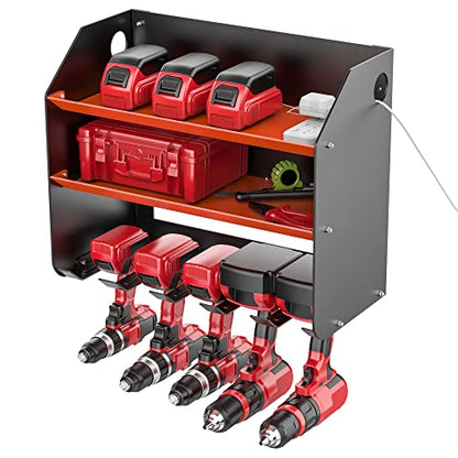 Ultrawall Power Tool Organizer, Wall Mount Drill Holder, Heavy Duty Metal Cordless Tool Storage Rack, Drill Storage with Two levels Garage Utility