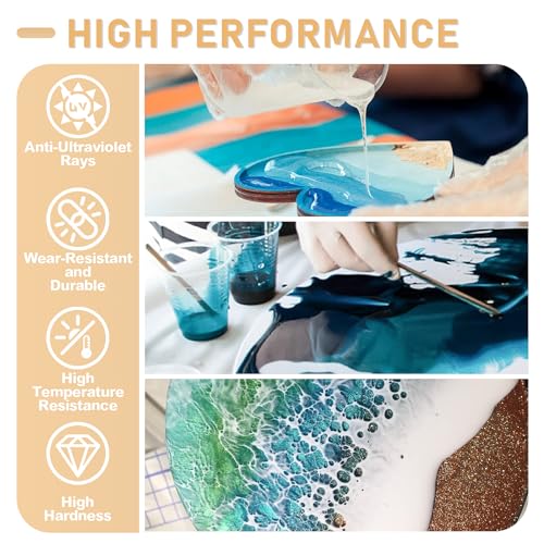 Puduo Epoxy Resin Kit 72OZ，Newly Formulated Crystal Clear Epoxy Resin，Strong, Bubble-Free, Anti-Yellowing Art Resin That，Suitable for Casting, DIY, Resin Art, Molds, Jewelry, Easy to Mix 1:1 Ratio