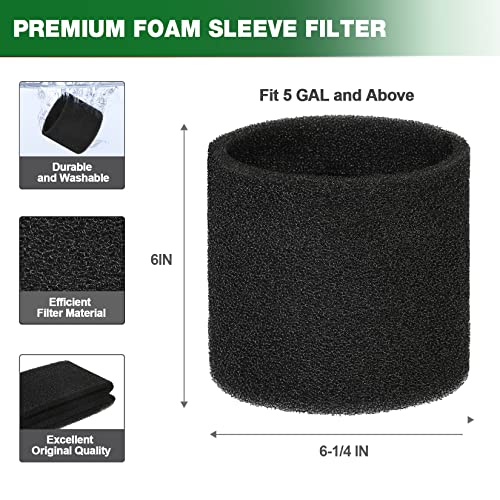 Shop-Vac 6PC Filter Kit, 2-Pack 90671 Filter Bags, 3-Pack 90107 Paper Disc Filters and 90585 Premium Foam Filter, Fit for Most Shop-Vac 5-8 Gallon