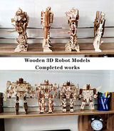 3D Wooden Robot Puzzle, 4 Piece Set Wood Crafts DIY Assembly Robot Puzzle - Wooden Robot Model Kits - Robot Toys for Adults Teens Boys Kids Birthday i-CHONY