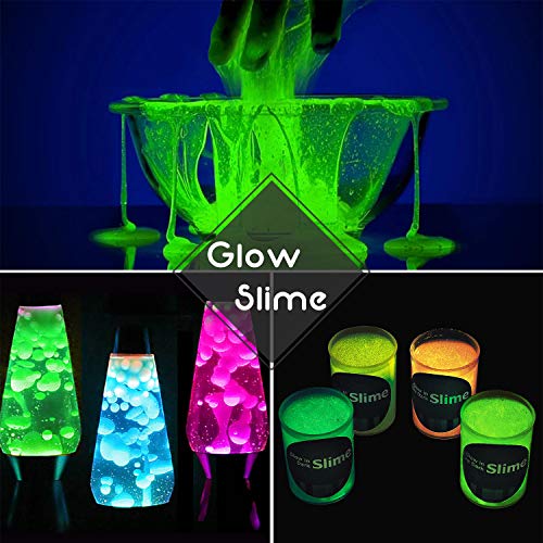 Glow in The Dark Pigment Powder - Epoxy Resin Color Pigment Dyes for DIY Slime Coloring Kit - Luminous Skin Safe Long Lasting Self Glowing for Limino