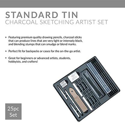 Royal & Langnickel Essentials(TM) Medium Charcoal Art Set W/Tin - WoodArtSupply