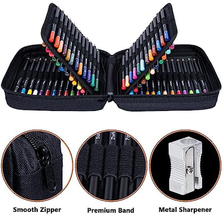 Drawdart Colored Pencils for Adult Coloring, 72-Color Professional Soft Core Drawing Sketching Shading Pencils Set with Zipper Case, Coloring Pencils Drawdart