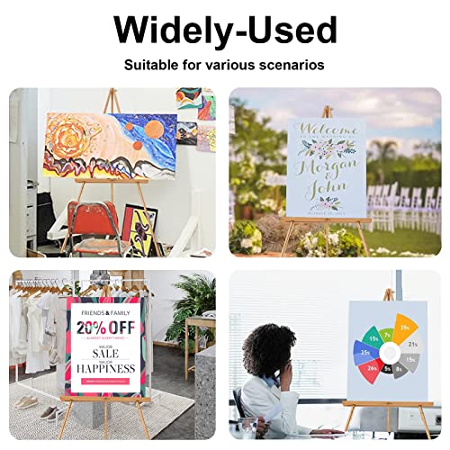 Falling in Art 65" A-Frame Tripod Easel Stand, Wooden Display Easel with Adjustable Canvas Holder, Floor Easel for Wedding Signs, Posters, Paintings, Falling in Art