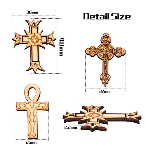 Hendevl Wooden Crosses Bulk,20pcs Mixed Natural Wood Crosses Charms for Crafting Jewelry Making Hendevl