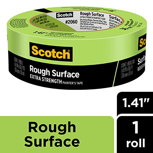 Scotch Painter's Tape Rough Surface Extra Strength Painter's Tape, Green, Tape Protects Surfaces and Removes Easily, Rough Surface Painting Tape for Scotch