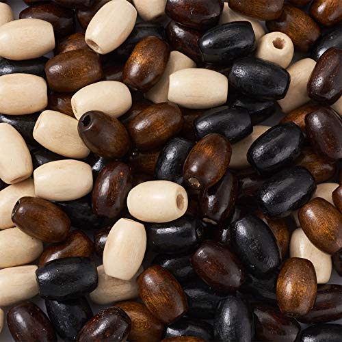 Craftdady 800Pcs Natural Oval Barrel Wood Loose Beads 4 Colors Tiny Smooth Wooden Tube Spacer Beads 12x8mm for Jewelry Craft Necklace Bracelet Craftdady