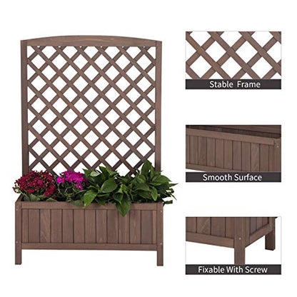 Aivituvin Planter with Trellis Raised Garden Bed Large Garden Box Outdoor for Flower Standing Vertical Lattice Panels for Vine - WoodArtSupply