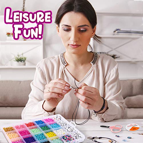 FUNZBO 10000pcs, 20 Colors 3mm Glass Seed Beads - Friendship Bracelet Kit, Beads for Bracelet Making Kit & Jewelry Making Kit, Gifts, Crafts for FUNZBO