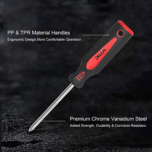 XOOL Magnetic Screwdriver Set 18 PCS, Professional Cushion Grip 9 Phillips and 7 Flat Head Tips Screwdriver Non-Slip for Repair Home Improvement XOOL