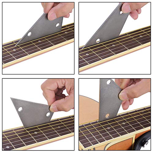 TIMESETL 6 Pack Guitar Luthier Tool Kit Include Guitar Fret Crowning File, Double Headed Guitar Bass Fret Wire Rubber Hammer, Stainless Steel Fret