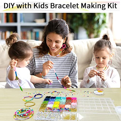 Bracelet Making Kit,6200pcs Clay Beads for Bracelets Making,Toys for Girls Age 6-8 Gift Ideas Beads for Jewelry Making,Arts and Crafts for Kids Ages