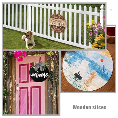 Yardwe 5pcs Wood Circles for Crafts Unfinished Rounds Wooden Cutouts Blank Slices for DIY Coasters Crafts Door Hanger Sign Painting Christmas Home Yardwe