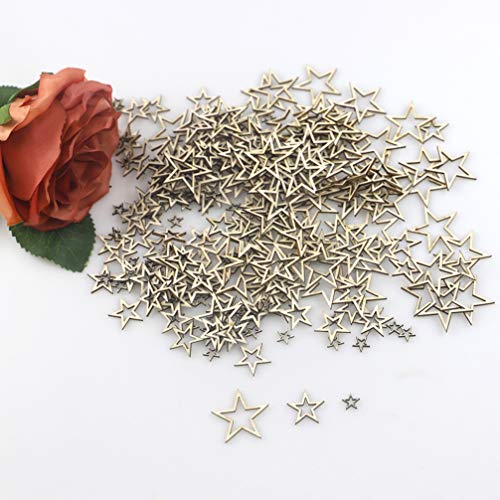 EXCEART 200pcs Star Shape Unfinished Wood Pieces Wooden Hollow Star Embellishments Cutouts Wooden Frames Pendant DIY Craft Jewelry Making Charms EXCEART