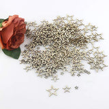 EXCEART 200pcs Star Shape Unfinished Wood Pieces Wooden Hollow Star Embellishments Cutouts Wooden Frames Pendant DIY Craft Jewelry Making Charms EXCEART