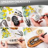 Stylo 4 Count Acrylic Metallic Pens - Black, Gold, Silver And White Paint Pens - Fine Tip Permanent Acrylic Metallic Paint Markers for Rock Painting, Stylo