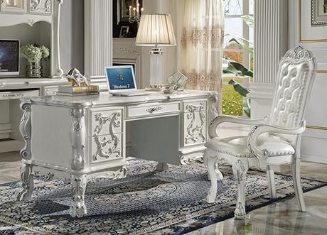 Acme Furniture Dresden 36" Wide Wooden Executive Writing Desk, Bone White Finish Acme Furniture
