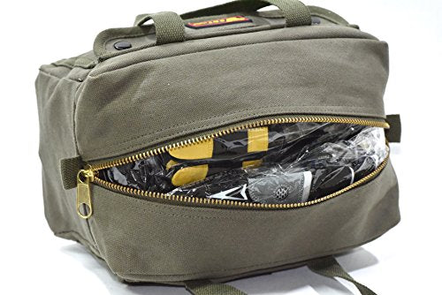 G & F Products Government Issued Style Mechanics Heavy Duty Tool Bag with Brass zipper and side pockets, tool bag for cars, drill, garden, and G & F Products