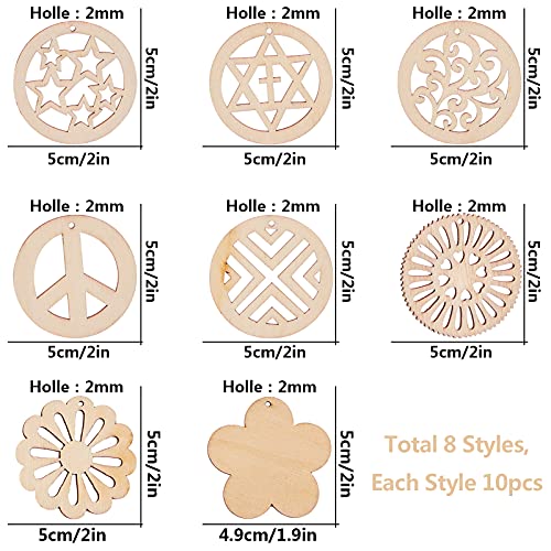 SUNNYCLUE 1 Set DIY 40 Pairs Unfinished Natural Wooden Hollow Earring Mamking Kit Blank Wood Pendant Charms Bulk with Hole Earring Hook Jump Ring for - WoodArtSupply