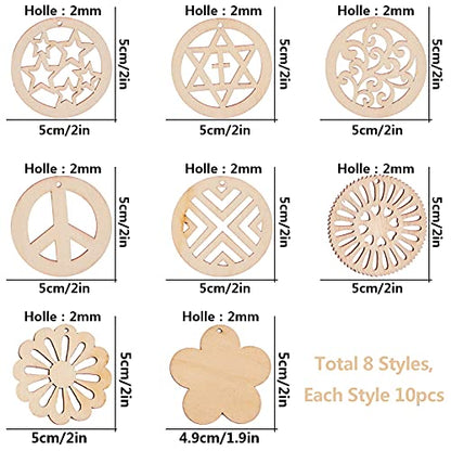 SUNNYCLUE 1 Set DIY 40 Pairs Unfinished Natural Wooden Hollow Earring Mamking Kit Blank Wood Pendant Charms Bulk with Hole Earring Hook Jump Ring for - WoodArtSupply