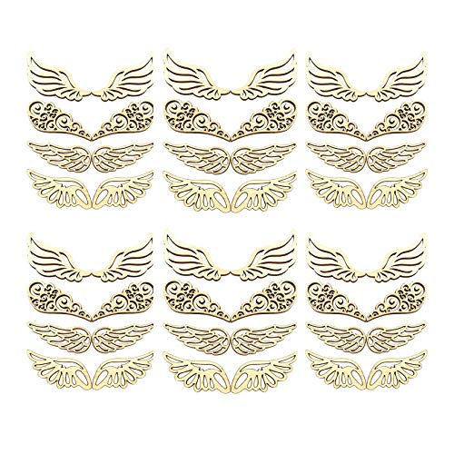 Angel Wings Wood Slices, Unfinished Wood Cutout,DIY Craft Ornaments Craft 80pcs - WoodArtSupply