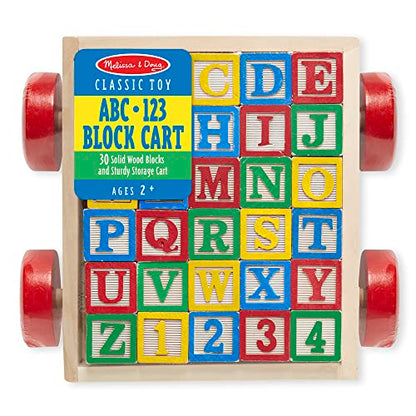 Melissa & Doug Classic ABC Wooden Block Cart Educational Toy With 30 1-Inch Solid ABC Wood Blocks For Toddlers Ages 2+ - WoodArtSupply