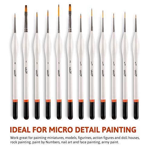 Fine Detail Paint Brush, 12 PCS Miniature Paint Brushes Kit , Perfect for Acrylic, Oil, Watercolor, Art, Scale, Model, Face, Paint by Numbers - WoodArtSupply