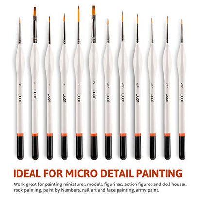 Fine Detail Paint Brush, 12 PCS Miniature Paint Brushes Kit , Perfect for Acrylic, Oil, Watercolor, Art, Scale, Model, Face, Paint by Numbers - WoodArtSupply