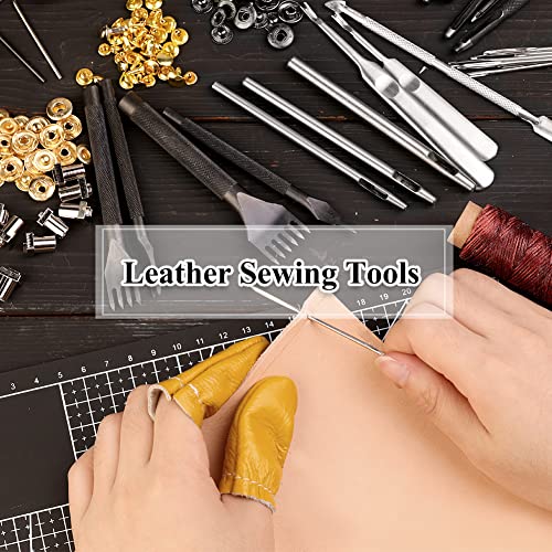 IMZAY 415Pcs Leather Tooling Working Kit, Compact Beginner Leather Tools and Supplies with Leather Stitching Sewing Carving Cutting Crafting Tools IMZAY