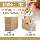 JJ CARE Wood Carving Kit [8 SK7 Carving Knives with Beechwood Handle, 10 Basswood Carving Blocks, and 1 Grinding Stone] - Beginner Wood Carving Kit, JJ CARE
