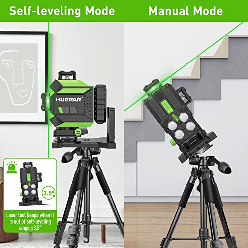 Huepar 4x360 Laser Level Self-leveling 4D Green Beam Cross Line 16 Lines Tiling Floor Laser Tool -2x360 Horizontal/Vertical Laser Lines -rechargeable - WoodArtSupply