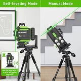 Huepar 4x360 Laser Level Self-leveling 4D Green Beam Cross Line 16 Lines Tiling Floor Laser Tool -2x360 Horizontal/Vertical Laser Lines -rechargeable Huepar