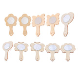 Healifty 10pcs Educational Toys for Kids DIY Wood Mirror Arts and Crafts Mirror Unfinished Hand Held Mirror Educational Painting Toys DIY Mirror for Healifty