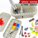 DUGATO Paint Brush Cleaner Washer, Multifunction Painting Brush Basin Holder and Organizer width Tray Palette Lid & 2 Art Sponges for Acrylic, DUGATO