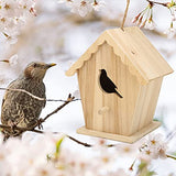 Wood Birdhouse,Unfinished Birdhouse to Paint for Birdwatching Wood Frame for Finches and Songbirds Duokon
