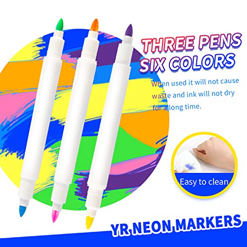 YR Dual Sided Neon Pens For Light Up LED Board, Neon Markers Applicable For Draw, Sketch, Create, Doodle, Art, Write, Learning Tablet, 12 Packs YR