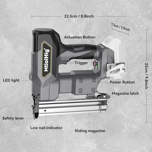 Cordless 18GA Brad Nailer for Dewalt 20V Max, 18 Gauge Nail Gun with 1000 Nials for Wood Carpentry, Brushless, 2 Mode, 5/8 to 1-1/4 Inch, Tool Only - WoodArtSupply