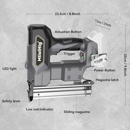 Cordless 18GA Brad Nailer for Dewalt 20V Max, 18 Gauge Nail Gun with 1000 Nials for Wood Carpentry, Brushless, 2 Mode, 5/8 to 1-1/4 Inch, Tool Only - WoodArtSupply