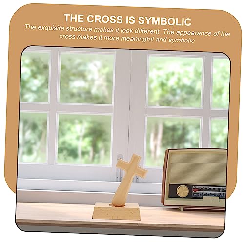 Yardenfun 1 Set Wooden Cross Table Altar Cross Wood Standing Latin Cross Wood Cross Centerpiece Unfinished Wood Cross Decorative Cross for Desk Table Yardenfun