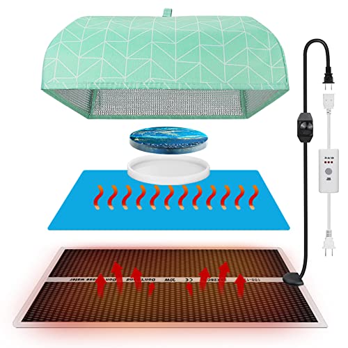 Resin Heating Mat with Cover Timer, Fast Resin Curing Mat, Epoxy Heater Silicone Heat Pad Drying Machine - WoodArtSupply