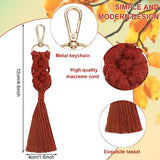 WEBEEDY 8 Sets Macrame Keychain Kit DIY Macrame Autumn Colors Keychain for Boho Bag Charm Macrame Kit for Adults Beginners WEBEEDY