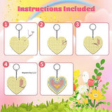 VKPI Wooden Cross Stitch Kits for Kids, Make Your Own 6 Cross Stitching Keyrings, Wood Sewing Kit, Arts & Crafts Stars, Hearts Ornaments, Plastic VKPI