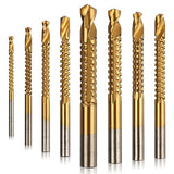 Rocaris 8 Pack Titanium Coated HSS Twist Drill Bits, 3-10mm Serrated Side Cutting Drill Bit Woodworking Tools for Plastic Metal Wood Hole Rocaris