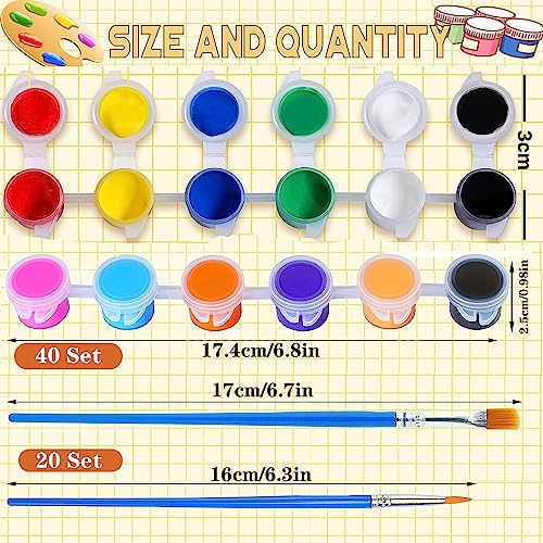 280 Pcs Washable Paint for Kids Arts and Crafts, 20 Gouache Watercolor Paint Sets of 12 Colors for Party Classroom Painting Supplies, 20 Flat and 20